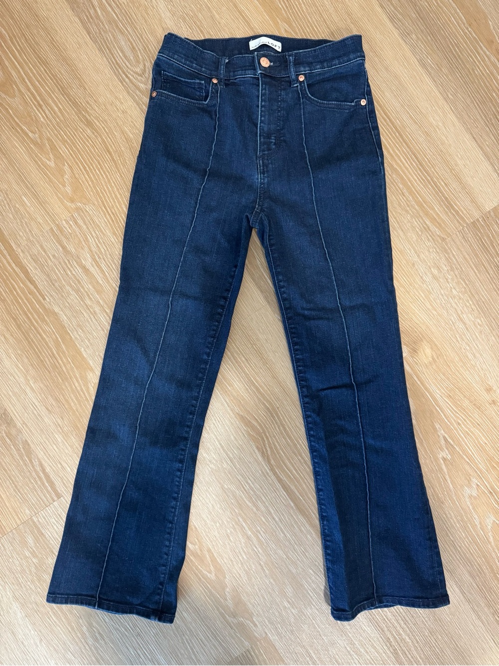 LOFT The Kick Crop Dark Blue Front-Seam Ankle Jeans